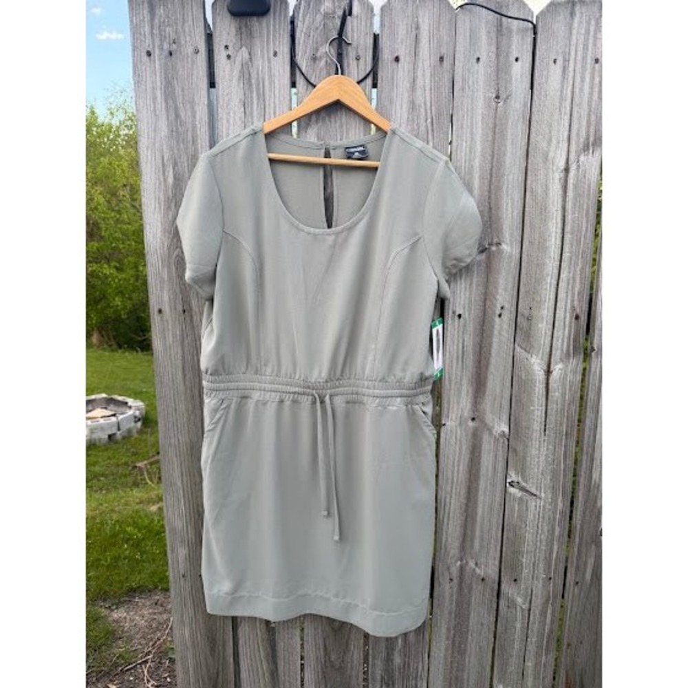 32 Degrees Cool Womens XL Sage Green Short Sleeve Drawstring Waist Pocket Dress